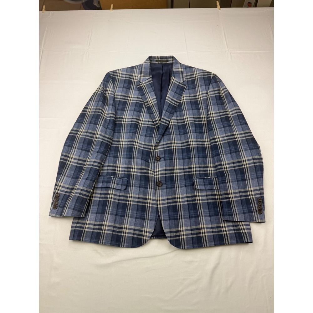 Lauren Ralph Lauren Sport Coat Mens 46R Blue Plaid Two Button Blazer Jacket